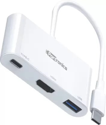 Portronics Computer Accessories C-Konnect USB-C Multiport Adapter POR 1041 White