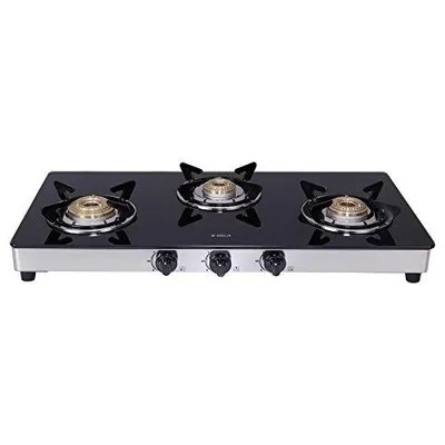 Elica Gas Stove 3 Burner Double Drip Tray SLIM LINE SPF SR. 773 CT VETRO Black