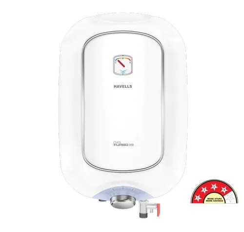 Havells Electrical Water Heater 10 Liters 4 Star Puro Turbo Dx White Blue