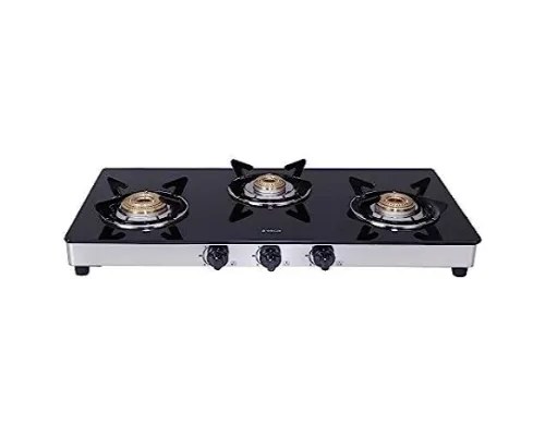 Elica Gas Stove 3 Burner Double Drip Tray 773 CT DT VETRO Black