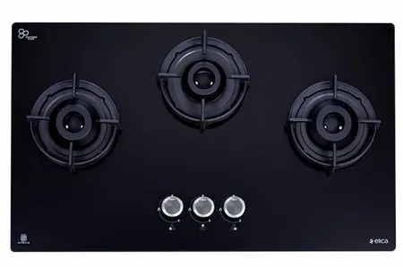 Elica Hob 3 Burner Glass Top FLEXI 375 LOTUS IND HD BRASS