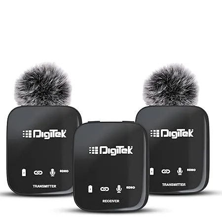DigiTek Microphones Wireless for DSLR, Camcorder, Smartphone & Tablet DWM 101