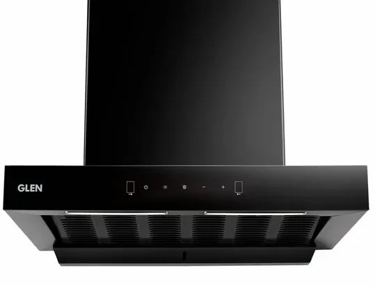 Glen Wall Mounted Chimney 60cm 1200m³/h GL 6052 BL FL With MS Auto Clean Black
