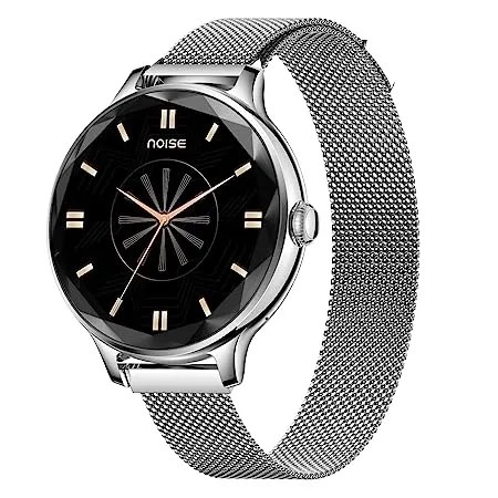 Noise Smart Watch 25.3MM (1.01 Inches) Noisefit Diva Metallic Silver Link