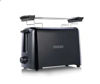 Usha POP-UP Toaster 650 Watt iChef 2 Slice ITOAST D With Croissant/Bun warmer Black