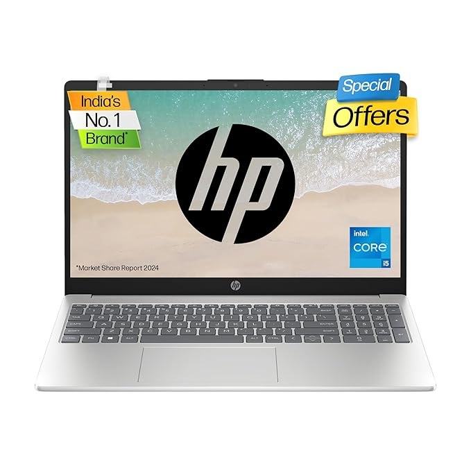 HP Thin & Light Laptop i5-1335U,8GB,512 SSD,15.6 FHD, Backlit KB,Win11, Office 2021 15-Fd0011TU Natural Silver