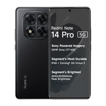 Redmi Android Smartphone Note 14 Pro 5G (8GB RAM, 128GB Storage/ROM) MZB0I1JIN Titan Bklack