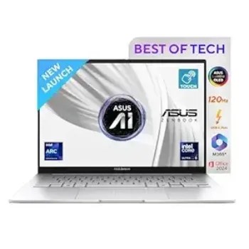 Asus Windows Laptop Intel U5-225H, AI Enabled 16GB,1TB,SSD, 14 ,OLED , 16GB,1TB,SSD, 14 ,OLED WQXGA, Windows 11,MSO Zenbook 14 OLED, UX3405CA-PZ345WS Foggy Silver