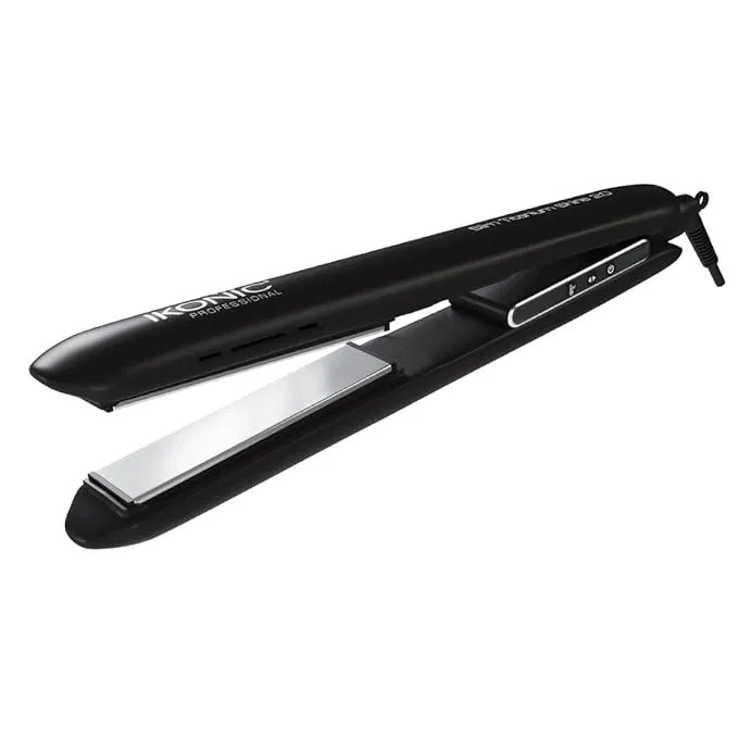 Ikonic Hair Straightener Demo Professional PTC and Dual Slim Titanium Shine Black