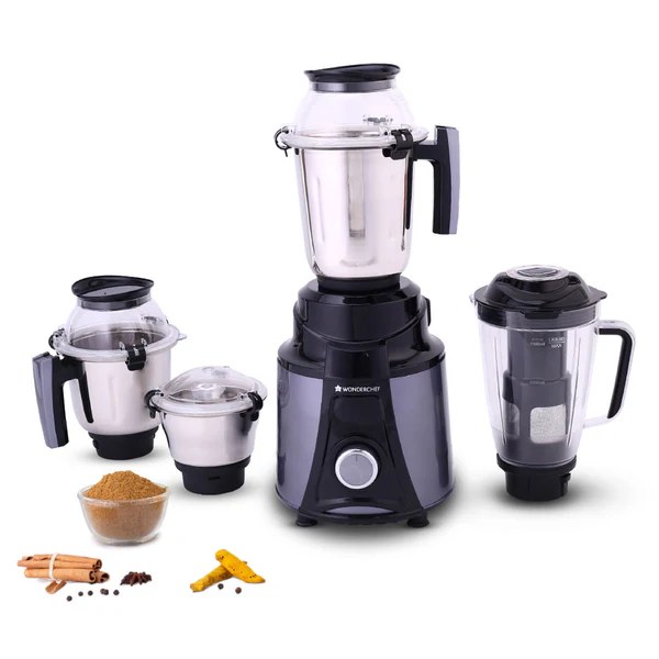 Wonderchef Mixer Grinder 750 Watts 4 Jars Galaxy 63154820 Black & Grey
