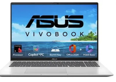 Asus Thin & Light Laptop Snapdragon X X1 26100LPDDR5X16G ON BD 512G WINDOS 11 MSO 2024 VIVOBOOK 16 X1607QA-MB050WS COOL SILVER