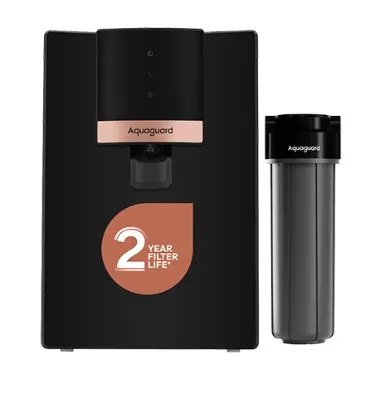 Eureka Forbes Water Purifier RO 6 Litre Aquaguard Enrich NEO RO+UV 2X + 2 Alkaline bottel inside Black & Chrome Metallic