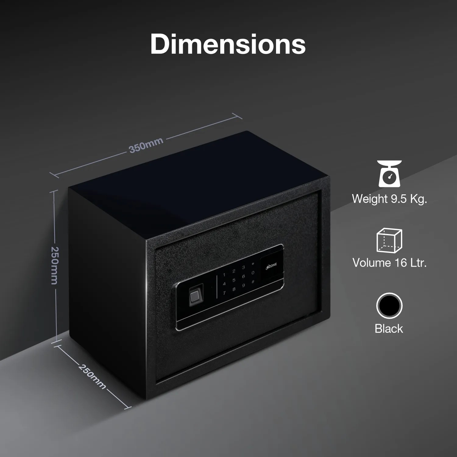 Ozone Locker Biometric 16 Lit. Bio vault life Black