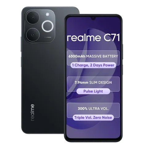 Realme Android Smartphone C71 4G (4GB RAM, 64GB Storage/ROM) RMX5313 Obsidian Black