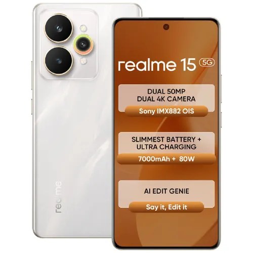 Realme Android Smartphone 15 5G (8GB RAM, 128GB Storage/ROM) RMX5106 Flowing Silver