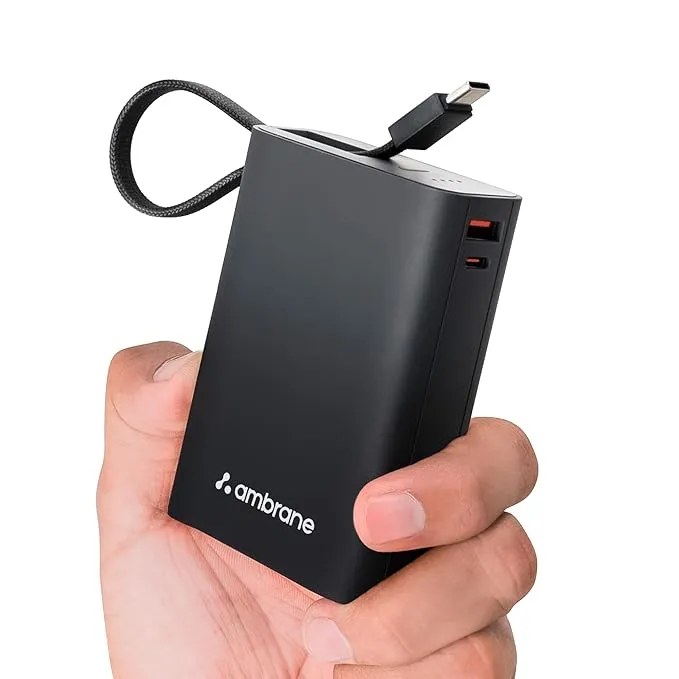 Ambrane Power Accessories 22.5W 20000Mah Small Pocket Size Minicharge 20 Black-Grey/Blue-Black