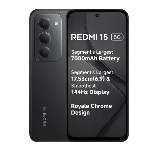 Redmi Android Smartphone 15 5G (6GB RAM, 128GB Storage/ROM) MZB0L32IN Midnight Black