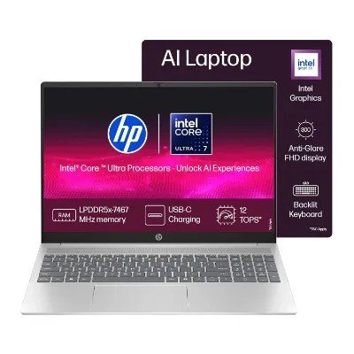 HP Windows Laptop Ultra 7-155U, AI Enabled16GB RAM,512SSD,WIN11,MSO HP Pavilion 16-AF0067TU SILVER