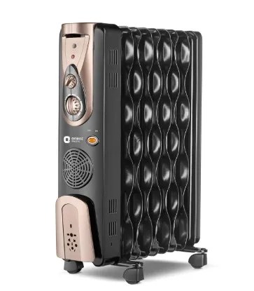 Orient OFR Room Heater 2500 Watt Comforter Collection 9 Fins Wave Fins Black and Gold