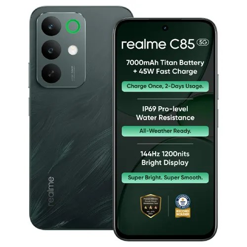 Realme Android Smartphone C85 5G (4GB RAM, 128GB Storage/ROM) RMX5253 Peacock Green