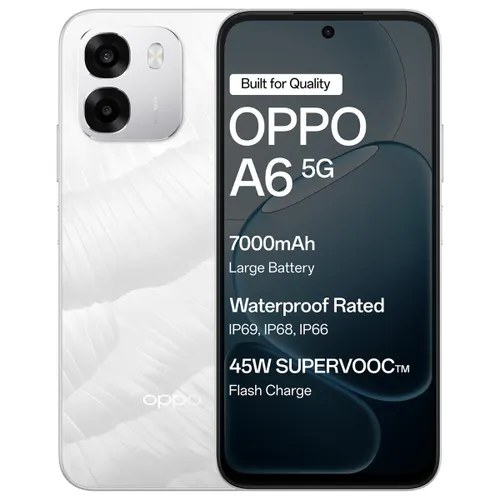 Oppo Android Smartphone A6 5G (6GB RAM, 256GB Storage/ROM) CPH2785 Ice White