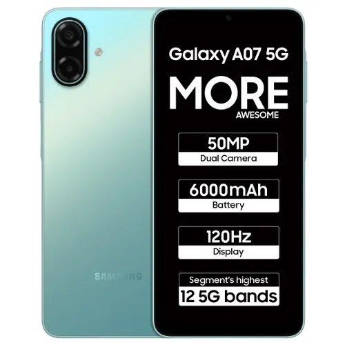 Samsung Android Smartphone A07 5G (6GB RAM, 128GB Storage/ROM) A076BC Light Green