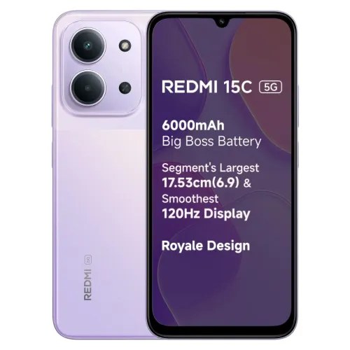 Redmi Android Smartphone 15C 5G (4GB RAM,128GB Storage/ROM) Dusk Purple