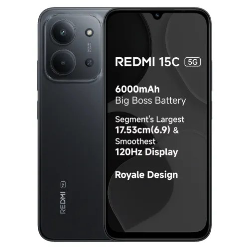 Redmi Android Smartphone 15C 5G (8GB RAM,128GB Storage/ROM) Midnight Black