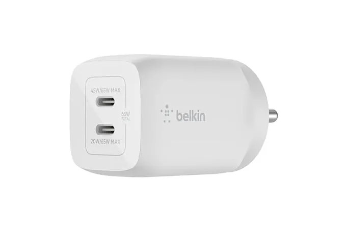 Belkin Mobile Charger 65W (45W+20W) USB -C GaN WCH013ZBWH White