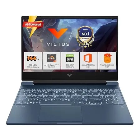 HP Gaming Laptop Ryzen 7-7445HS, 16GB DDR5,512GB SSD Win11, MSO24,RTX 3050 6GB Victus Victus 15-fb3120AX Blue