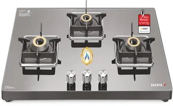 Sujata Gas Stove 3 Burner Glass Top Premium 3B