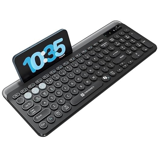 Portronics Wireless Key Board with Bluetooth + 2.4 GHz USB Receiver POR 2195 Bubble 3.0 Black