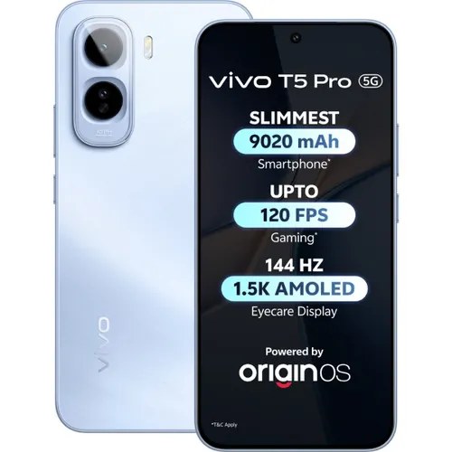 Vivo Android Smartphone T5 Pro 5G (8GB RAM, 128GB Storage/ROM) V2568 Glacier Blue