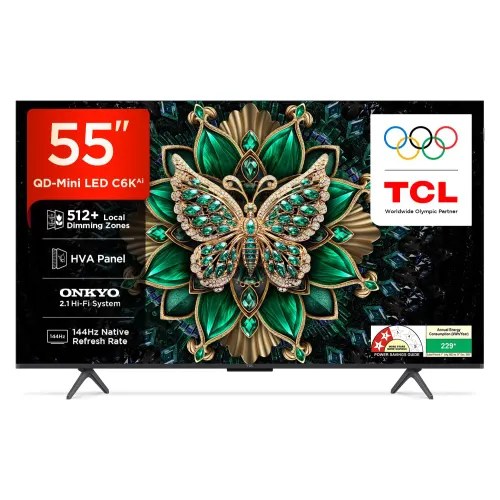 TCL QLED TV 139 cm (55 inches) Android QD-MiniLED 55C6K Black