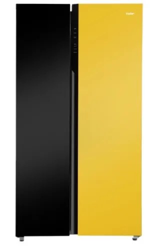 Haier Side By Side Refrigerator 602 Litres Convertible 3 Star Inverter HRS-682KYG Black & Yellow Glass