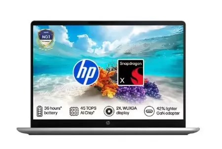 HP Windows Laptop QC Snapdragon X X1-26-100 16GB LPDDR5X, 512GB,14,Win11,MSO Omnibook 3 Omnibook 3 14-hz0026QU Silver