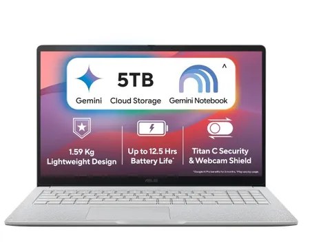 Asus Laptop N50,8GB LPDDR5,128GB CHROM,HD CAM, CX15 CX1505CTA-S70293 Grey
